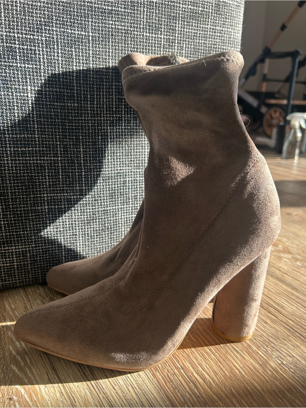 Women's Brown Suede High Heel Ankle Boots